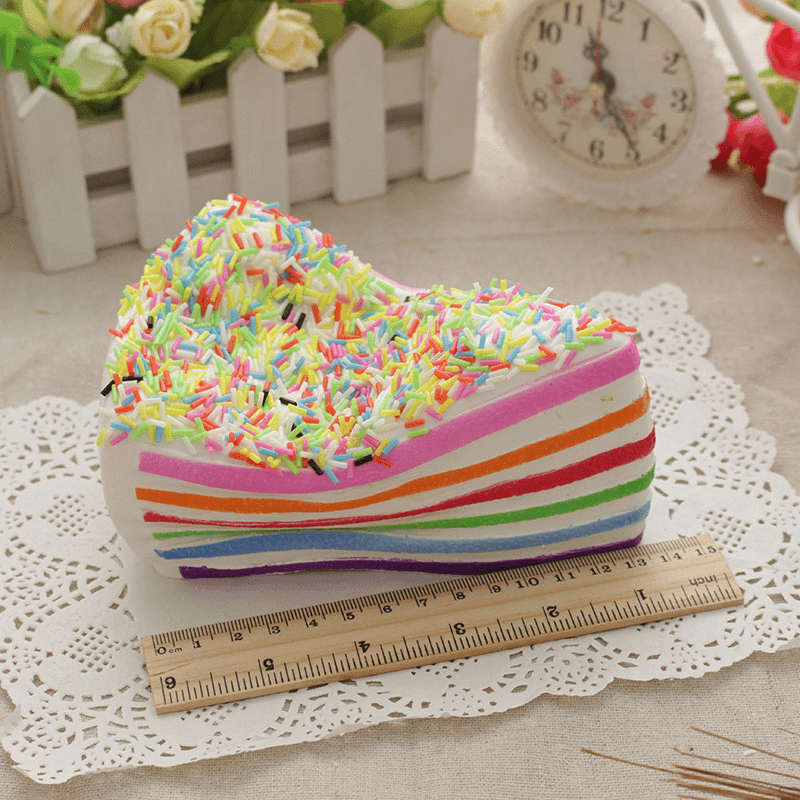 14X9X8Cm Squishy Regenbogen Kuchen Simulation Super langsam steigende Spaß Geschenk Spielzeug Dekoration