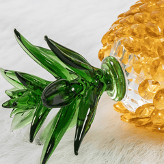 Crystal Glass Pineapple Figurine Hand Craft Gold Paperweight Ornament Gift Decorations