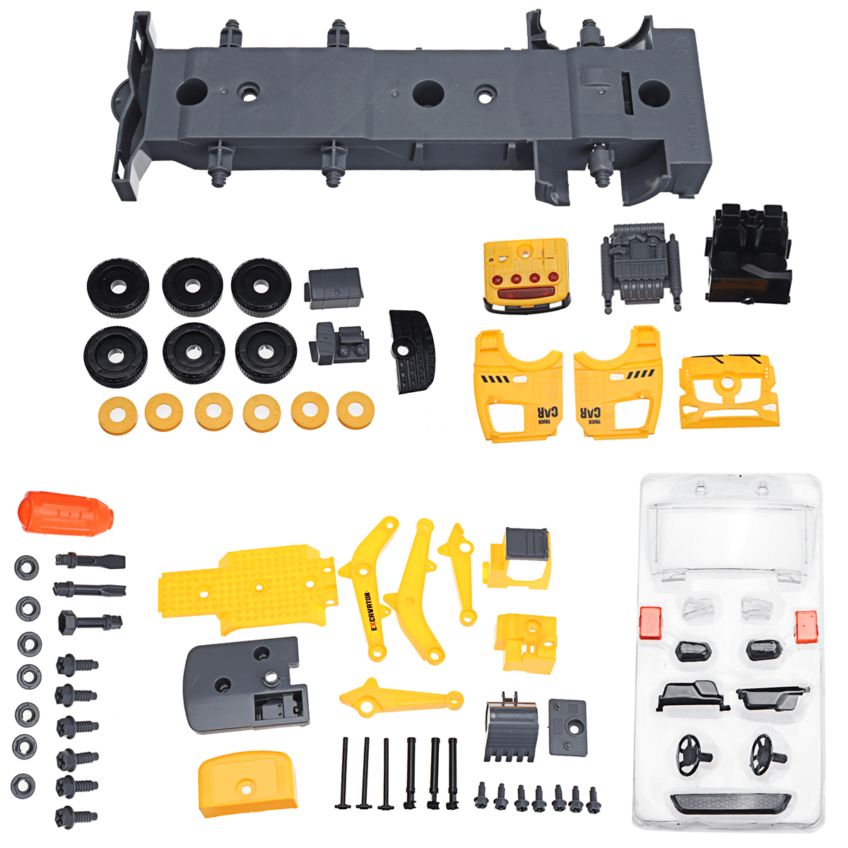 Simulation DIY Nut Disassembly Loading Unloading Assembly Engineering Truck Excavator Bulldozer Car Model Toy with LED Light & Music Effect for Kis Gift