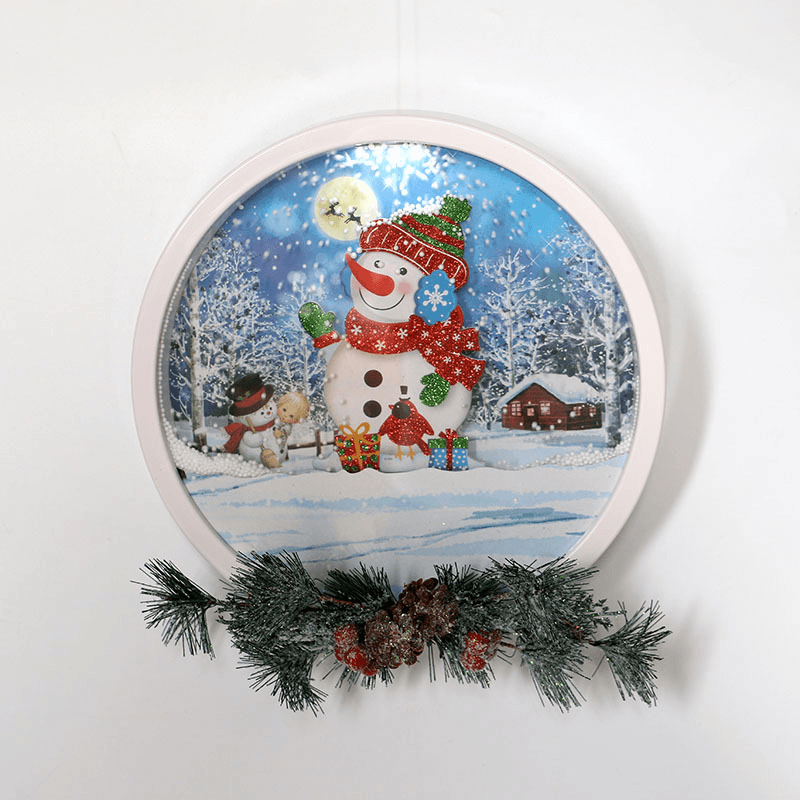 Christmas Party Home Decoration Snow Music Wreath Ornament Toys for Kids Children Gift