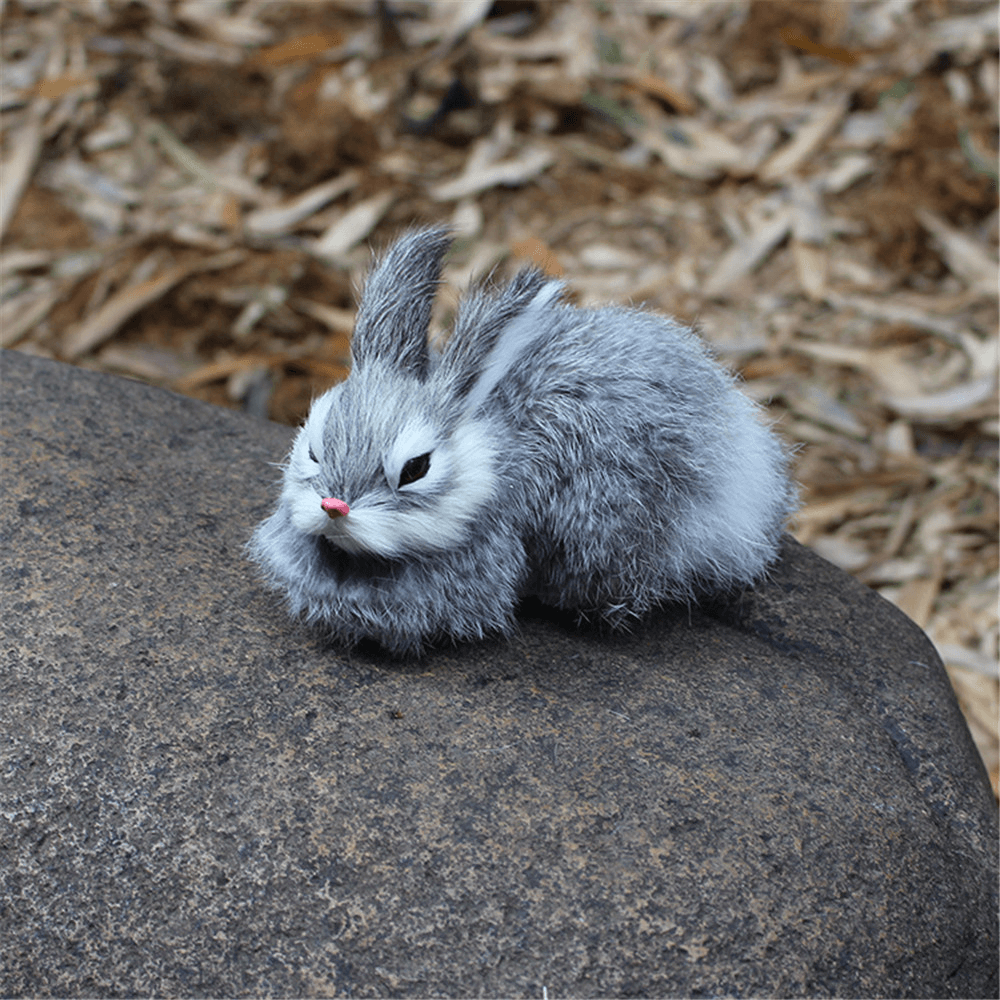 Lifelike Rabbit Crouching Animals Models Handmade Realistic Dolls Stuffed Plush Toy