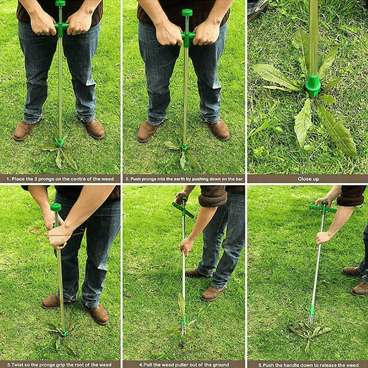 Stand up Weeder Long Stainless Steel Professional Root Remover Weeding Device