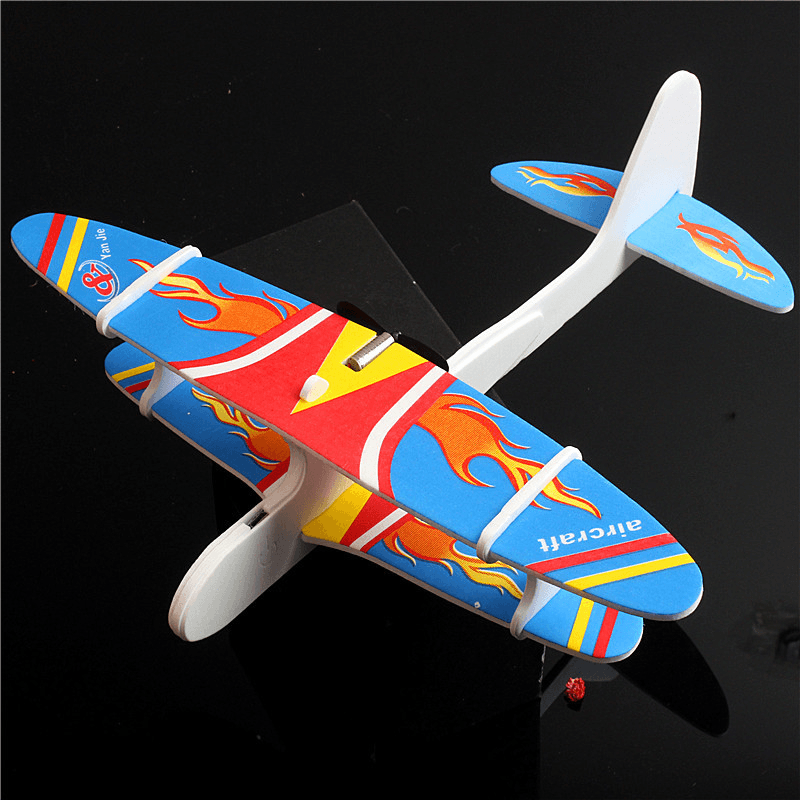 Electric DIY Assembly Foam Hand Throw Airplane Model USB Rechargeable Slewing Airplane Outdoor Toy for Kids Gift