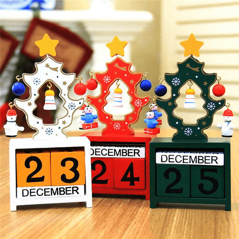 Weihnachten Kreatives Geschenk Mini Holzkalender Home Ornament Tisch Schreibtisch Dekor