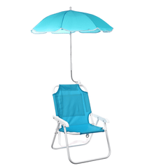 Outdoor Child Beach Chair Folding Chair with Umbrella and behind Pocket