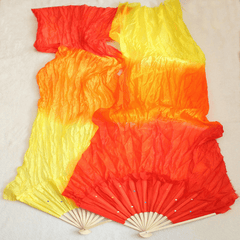 1.8M Multicolor Belly Dance Fan Bamboo Long Silk Fans Dance Performance Supplies