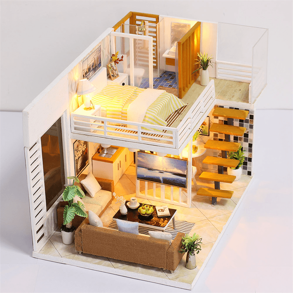 Iiecreate K031 Simple and Elegan DIY Doll House with Furniture Light Cover Gift Toy