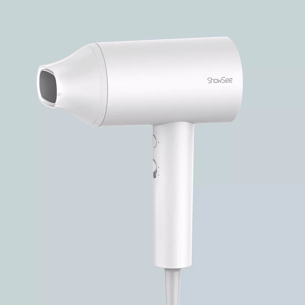 Showsee A1-W Secador de cabello de anión eléctrico Soplador de cuidado del cabello de iones negativos 1800W EHD Temperatura constante Interruptor de viento frío / caliente Tobera girada de 360 ​​​​°