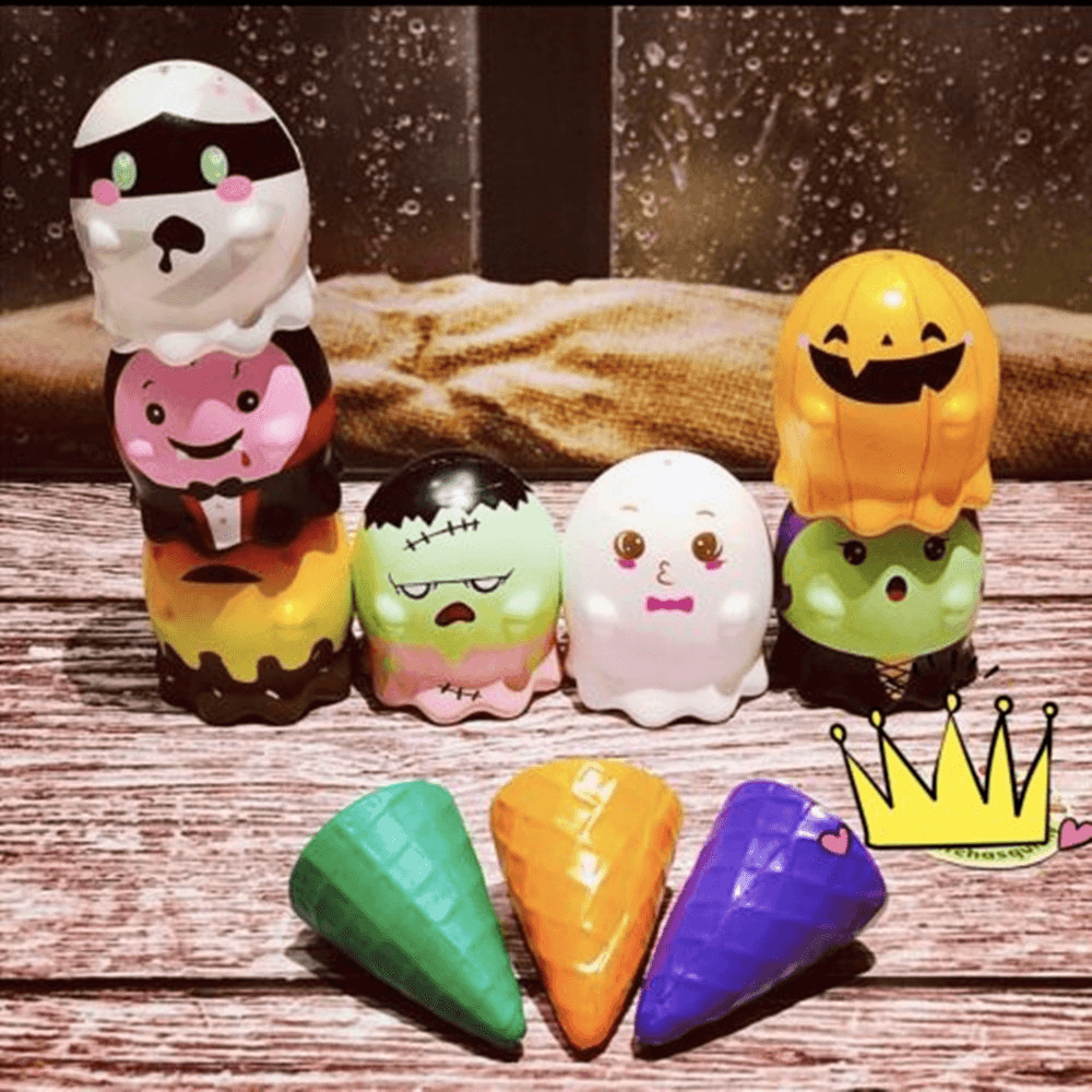 Puni Maru Stack Pumpkin Ice Cream Squishy with Magnet 7CM Licensed Slow Rising Original Package