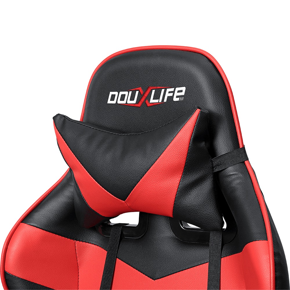 Douxlife® Racing GC-RC02 Gaming-Stuhl, ergonomisches Design, 150° neigbar, dick gepolsterte Rückenlehne, integrierte Armlehne, einziehbare Fußstütze für das Heimbüro