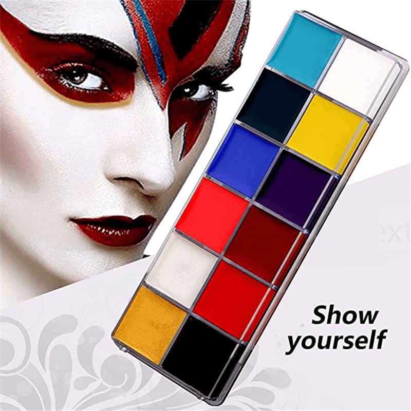 12 Colors Face Body Paint Oil Face Painting Kits Professional Painting Halloween Party Fancy Make up for Adults and Kids