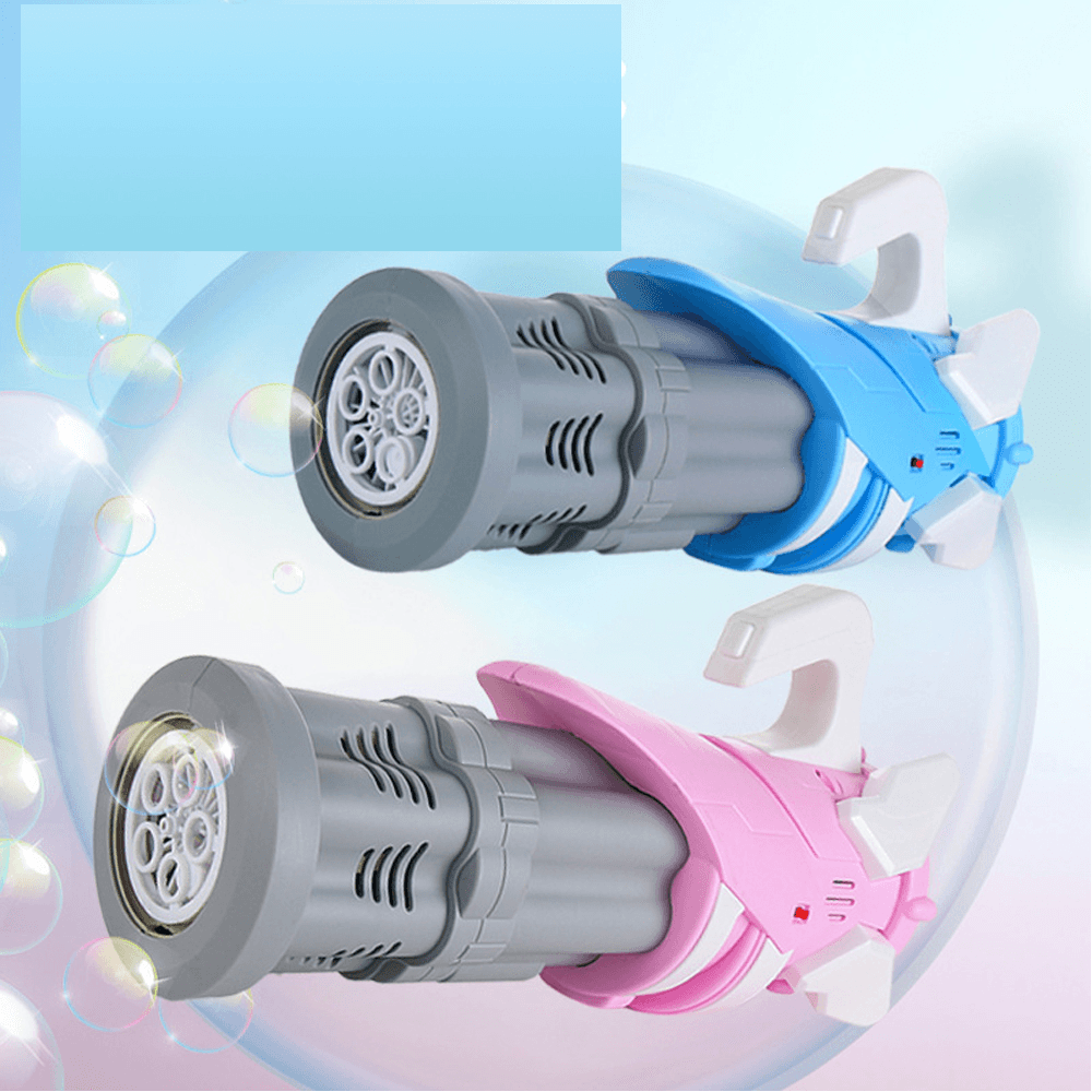 Electric Bubble Gatling Machine Maker One Key Bubble 5-Hole Output Toy with Light and Music for Kids Play Gift