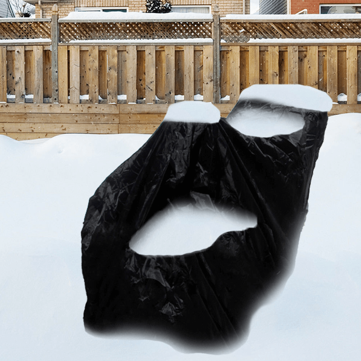 Black Polyester All Weather Protective Snow Thrower Cover 158X77X110Cm