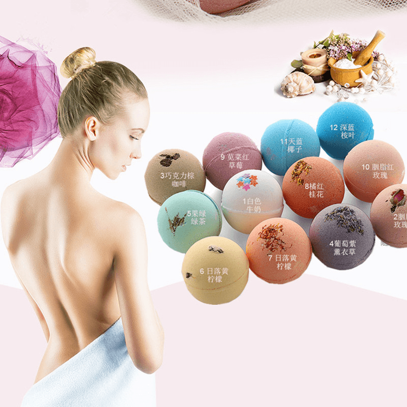 60G * 12Pcs boules de bombes de bain blanchissant l'humidité exfoliant pour le corps à l'huile essentielle