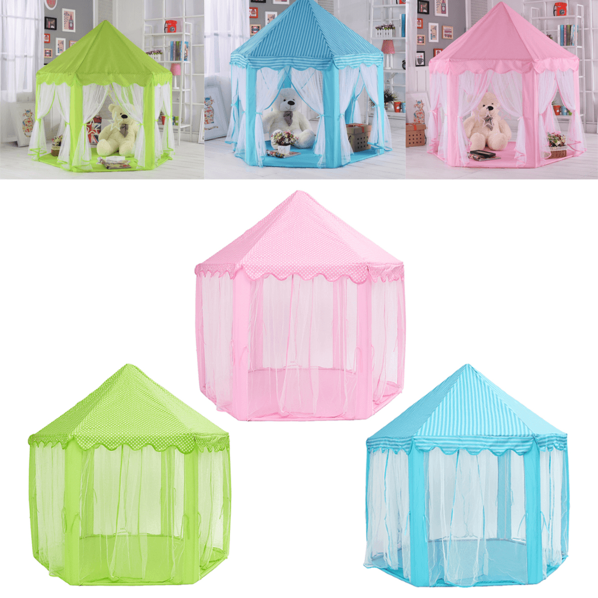 Portable Princess Castle Play Tent Activity Fairy House Fun Play House Toy 55.1X55.1X53.1 Inch