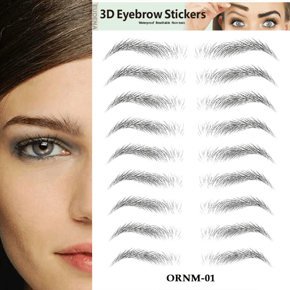 3D Hair-Like Eyebrows Makeup Waterproof Lasting Eyebrow Tattoo Sticker Brow Stickers False Eyebrows