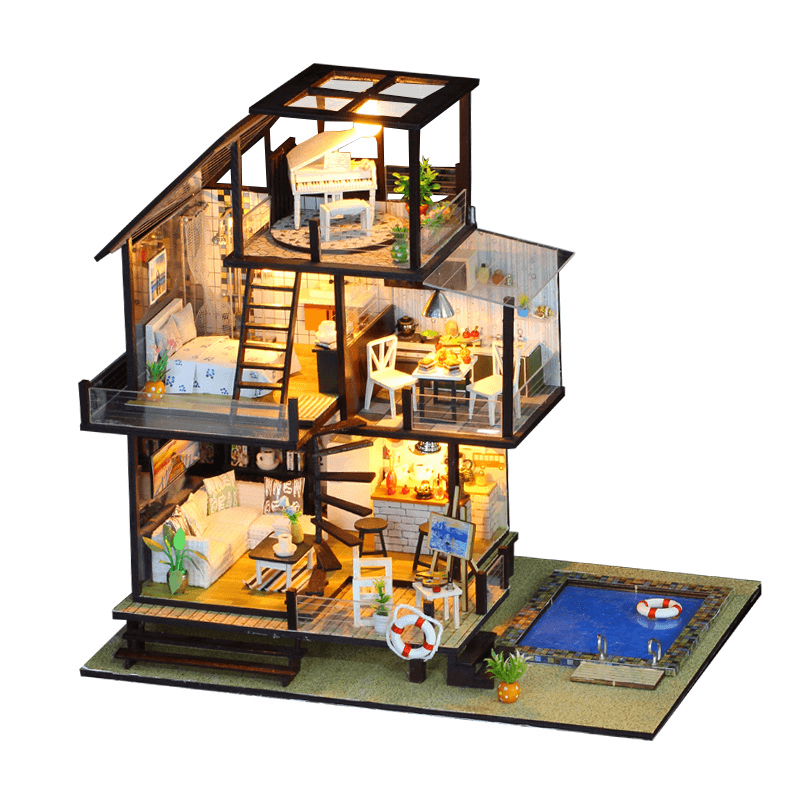 Iie Create K048 Seattle Holiday DIY Assembled Cabin Creative with Furniture Indoor Toys