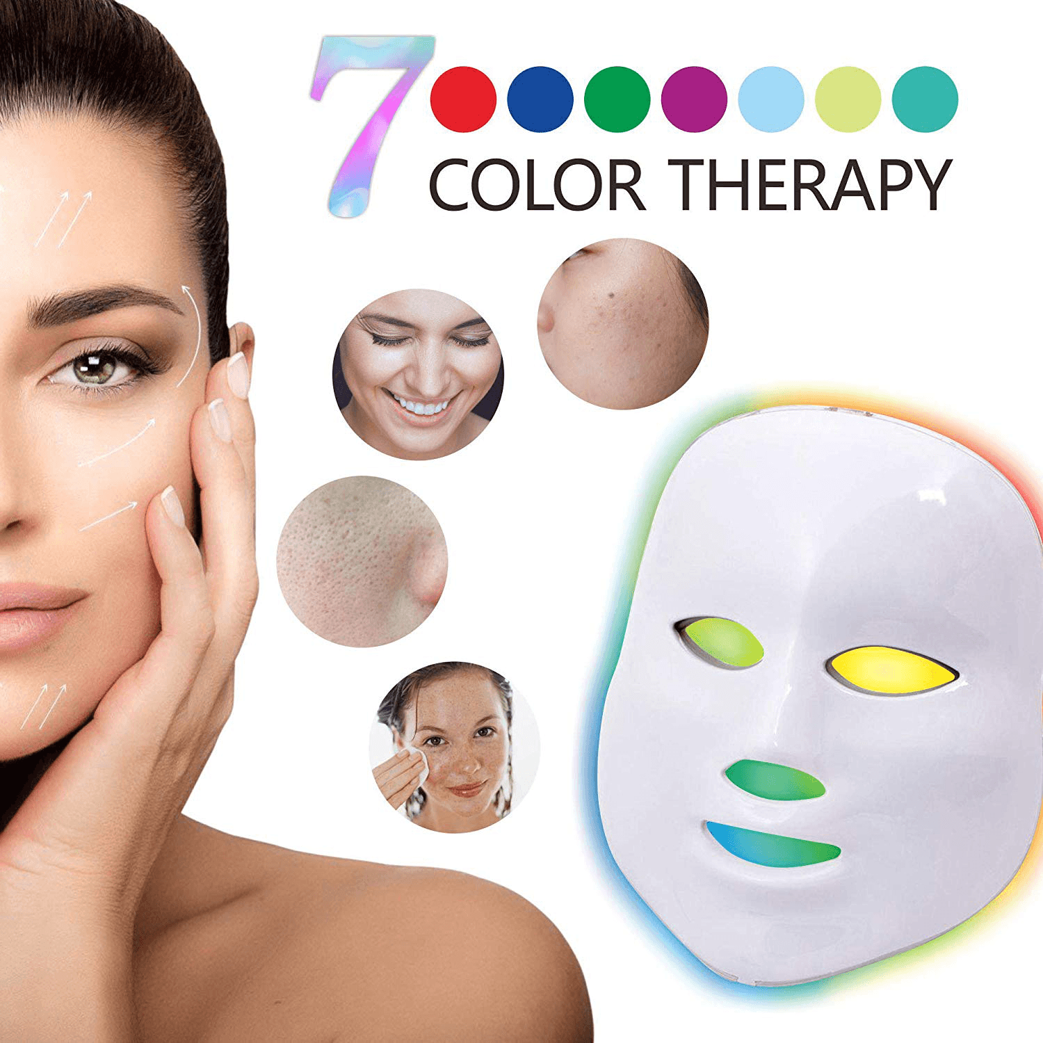 7 Color Lights LED Photon Therapy Mask Facial Mask for Anti-Aging Acne Treatment