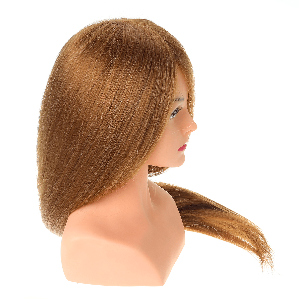 24" 100% Real Human Hair Mannequin Head Hairdressing Training Head Hair Extensions