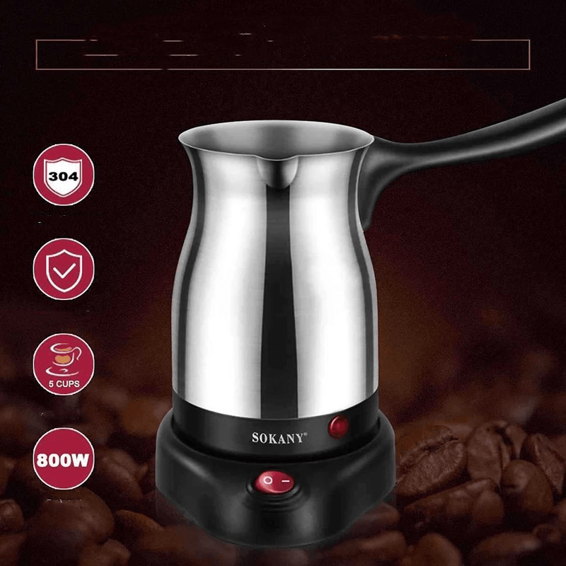 SOKANY 203 Elektrische Kaffeemaschine, Heizung, gekochter Tee, Milchkännchen, Edelstahl, getrennter italienischer Mokka