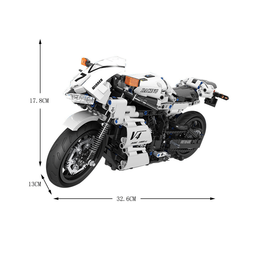 716 Pcs 1:6 7047 3D Competitive Motorcycle Model DIY Hand-Assembled Mechanical Technology Blocks Educational Toy for Kids