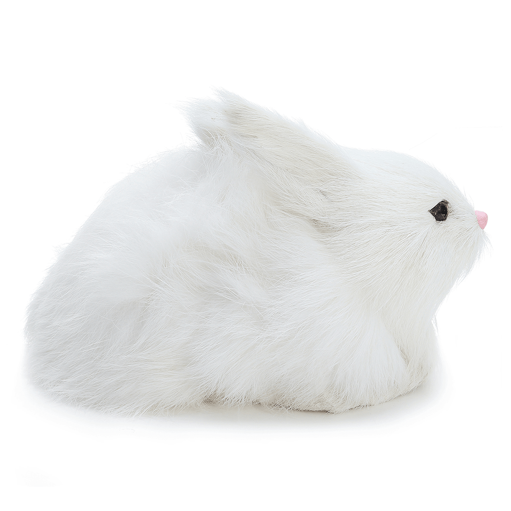 Lifelike Rabbit Crouching Animals Models Handmade Realistic Dolls Stuffed Plush Toy