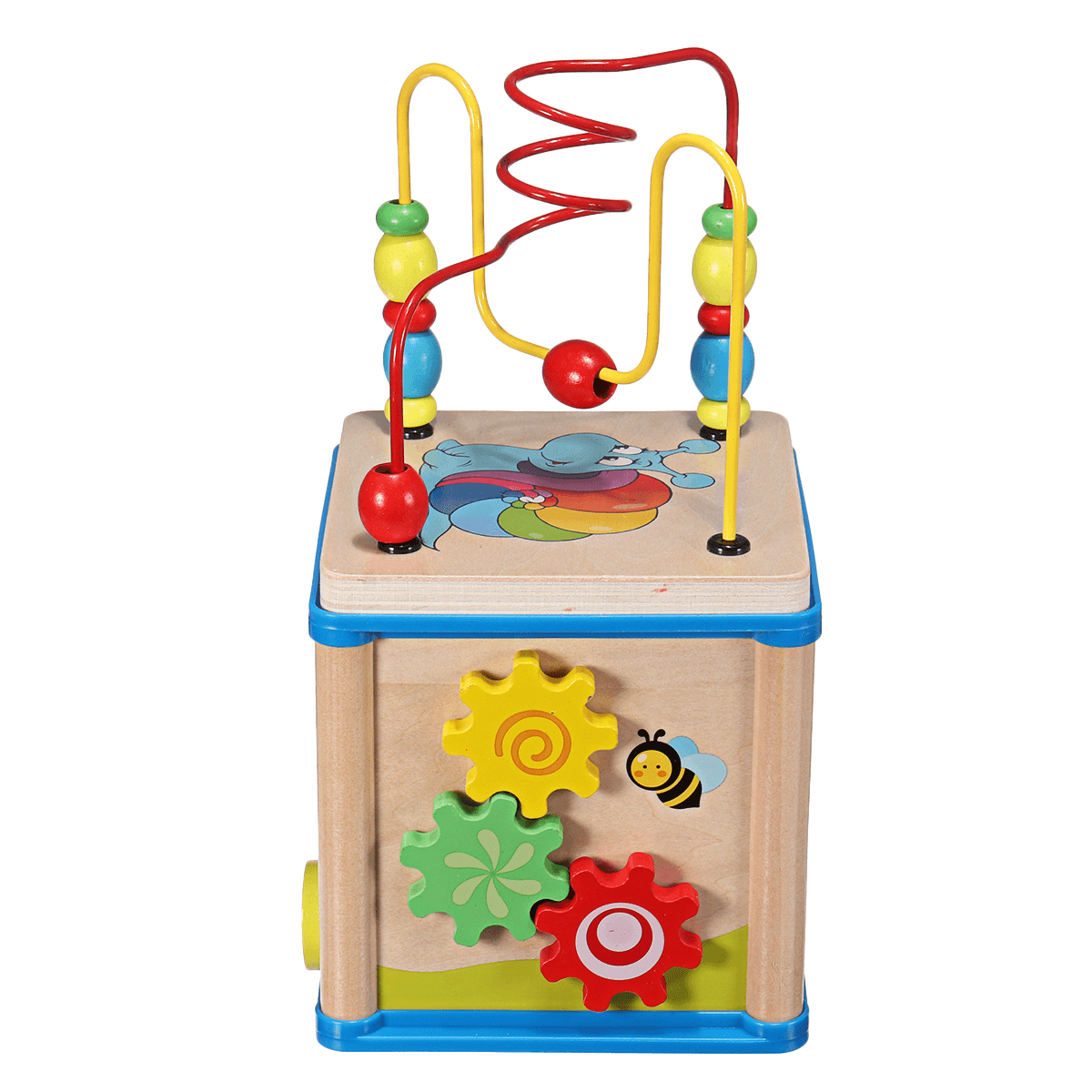 Wooden Multi-Functional Wisdom Aroind Treasure Box with Beads Parent-Child Educational Learning Toy for Kids Gift