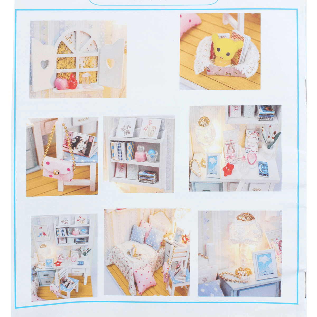 Hoomeda DIY Wood Dollhouse Miniature with LED Furniture Cover Doll House Room