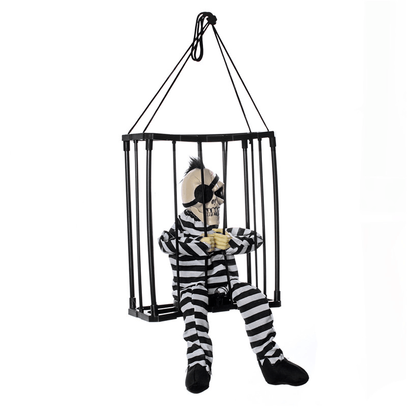 Halloween Party Home Decoration Voice Cage Ghosts with Music Glowing Horrid Scare Scene Toys Props