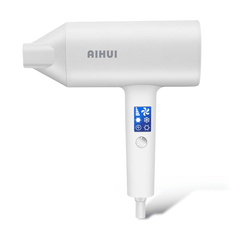 AIHUI Tragbarer Haartrockner, 220 V, 1800 W, intelligente Frequenzumwandlung, Wind, intelligentes LCD-Display, weiß, 3 in 1, 50 Hz, blau, Negativ-Ionen-Friseursalon, Zuhause, Reisen