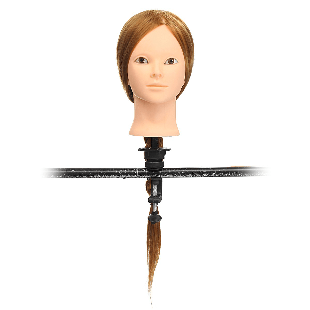 24'' Hairdressing Human Hair Practice Makeup Training Mannequin Head with Clamp