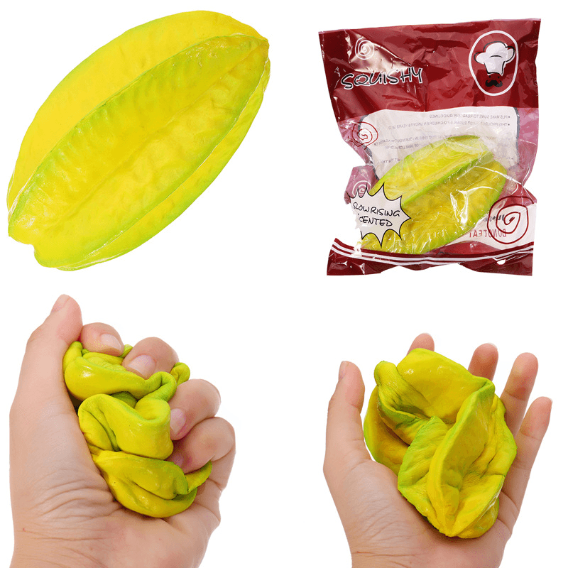 15 cm Karambolen, langsam aufsteigende Squishy-Frucht mit Verpackung, Sammlung, Geschenk-Stofftier