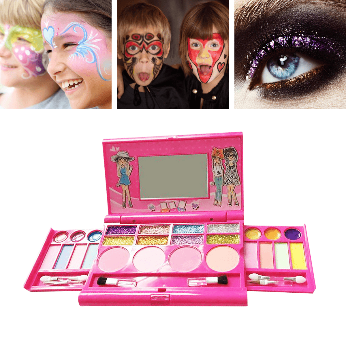 Princess Makeup Set for Kids Cosmetic Girls Kit Miniature Eyeshadow Lip Gloss Blushes Beauty Decoration Toys