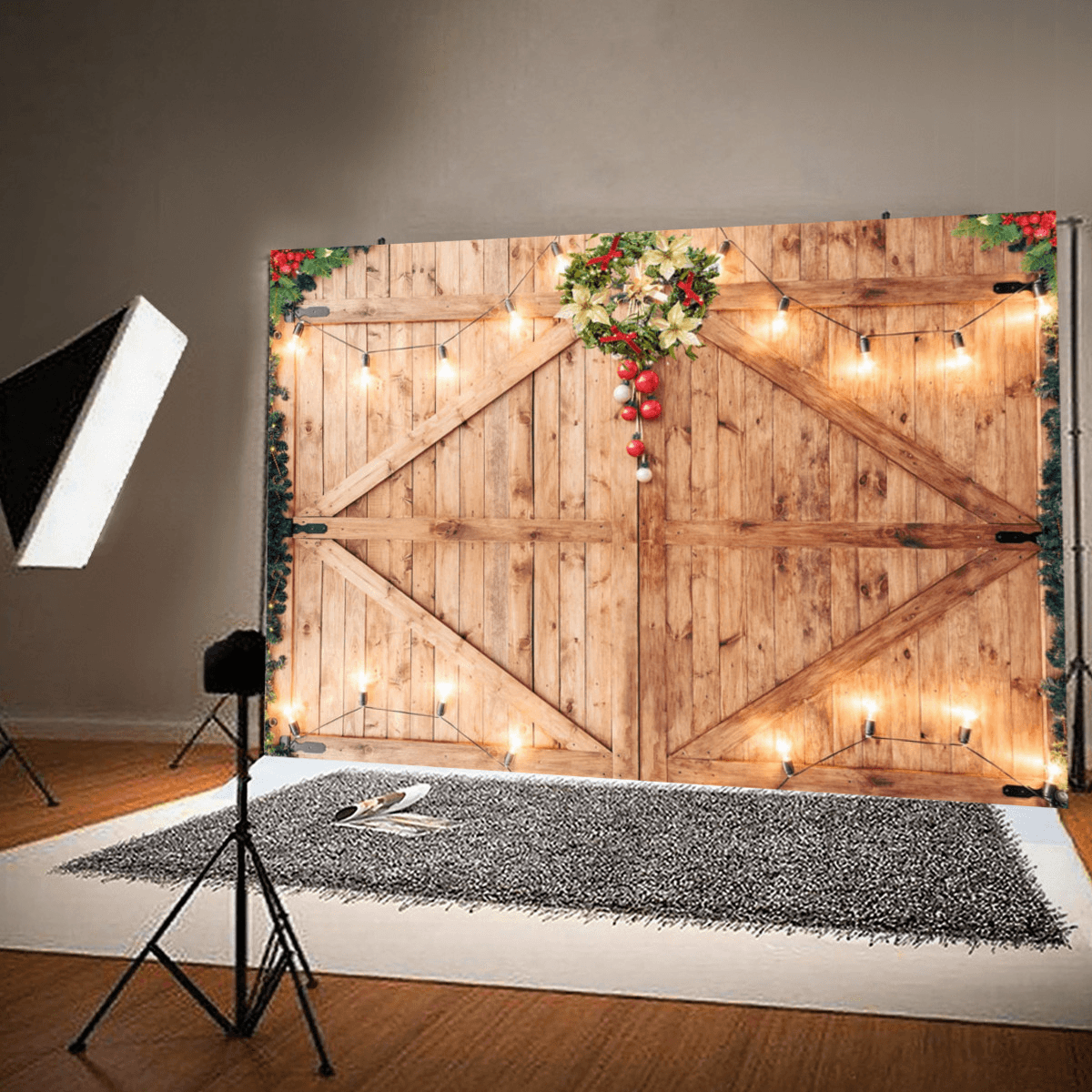 Christmas Wooden Photography Backdrop Photo Backdrop Studio Home Party Decor Props