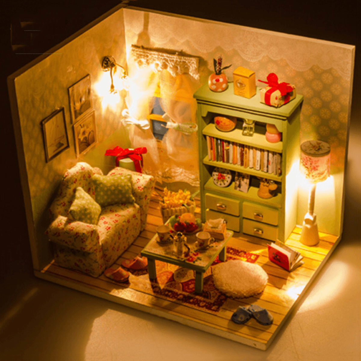 Wooden Multi-Style 3D DIY Handmade Assemble Doll House Miniature Kit with Furniture LED Light Education Toy for Kids Gift Collection