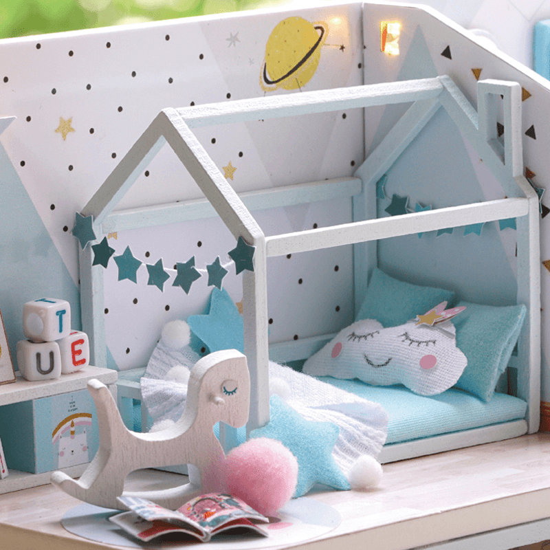 Cuteroom L028 DIY Cottage Poetic Life Handmade Loft Simple Apartment Doll House with Dust Cover Music Motor