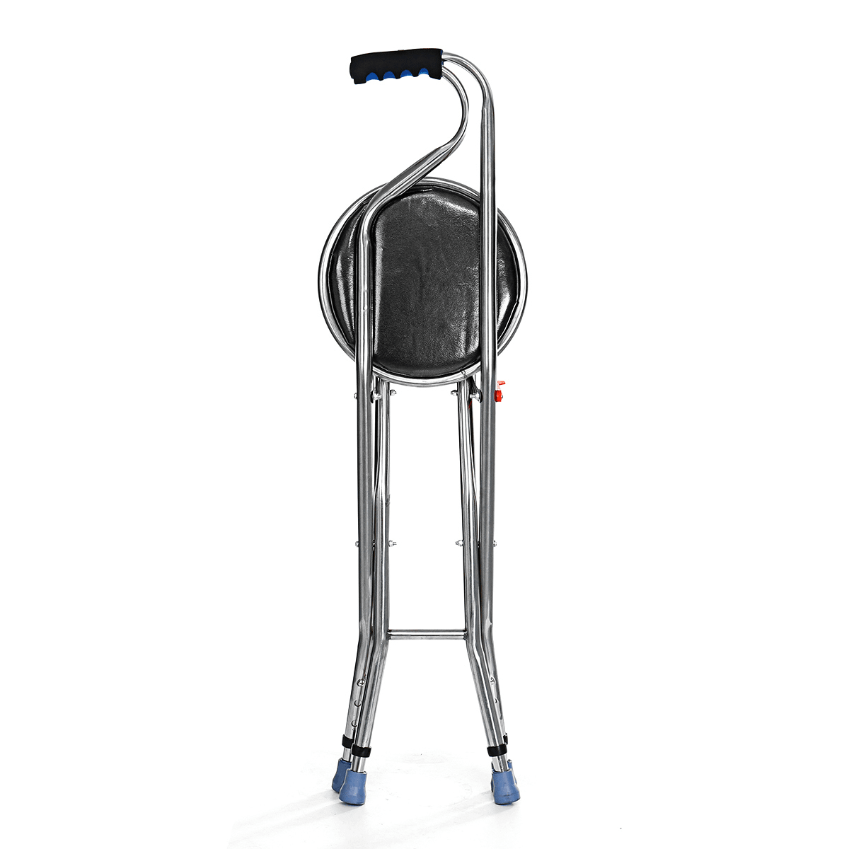 Adjustable Height Folding Stainless Steel Cane Chair Seat Portable Walking Stick