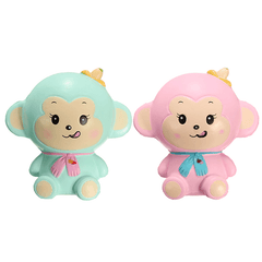 Woow Squishy Monkey Slow Rising 12Cm with Original Packaging Blue and Pink