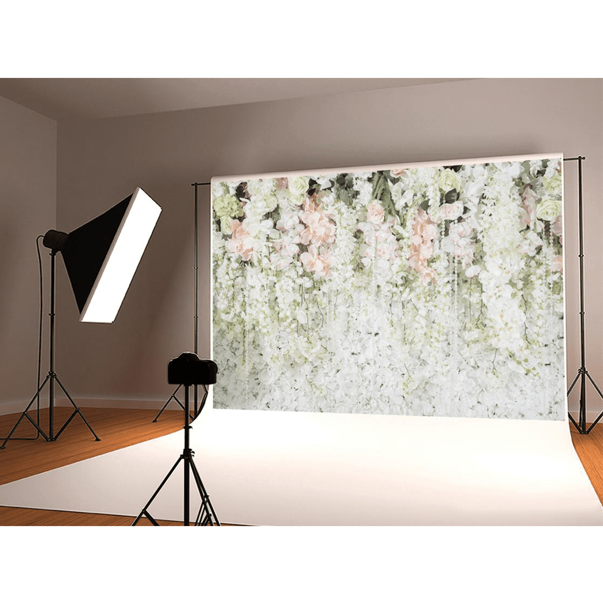 0.9X1.5M 1.5X2.1M 1.8X2.7M White Flowers Sea Photography Studio Wall Backdrop Photo Background Cloth for Birthday Wedding Party