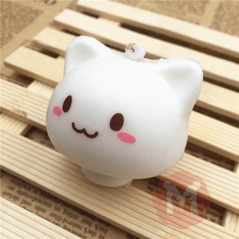 Squishy Toys Mushroom Cat Kawaii Cartoon Cute Face Decor Bag Cell Phone Straps