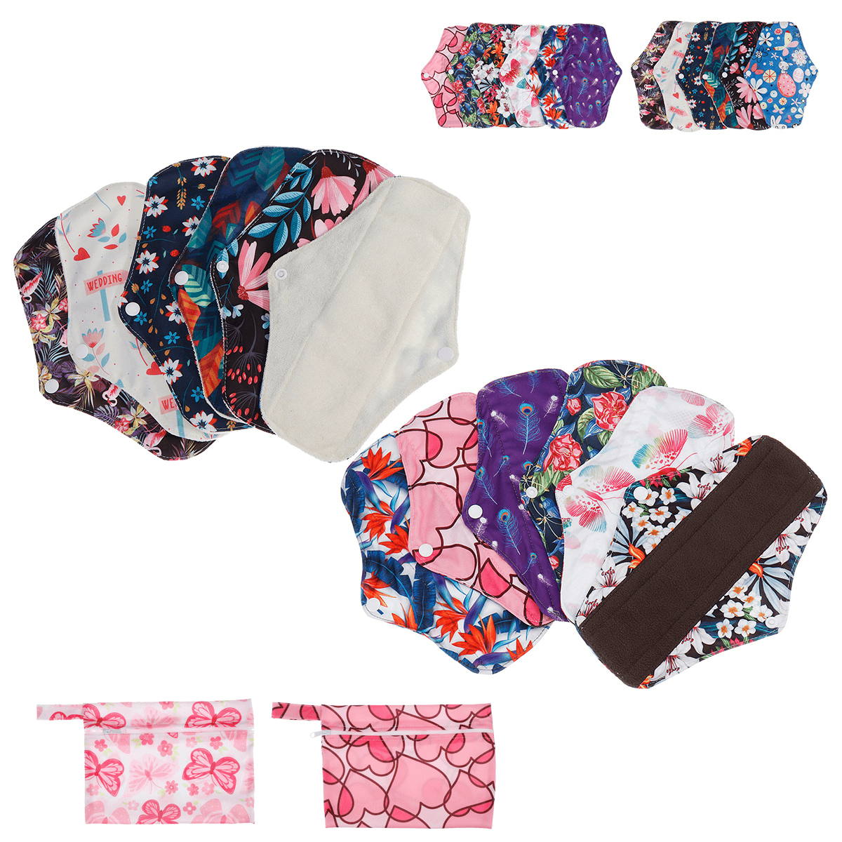 7 Pcs Soft Washable Menstrual Menst Panty Pad Bag Regular Flow Organic Reusable