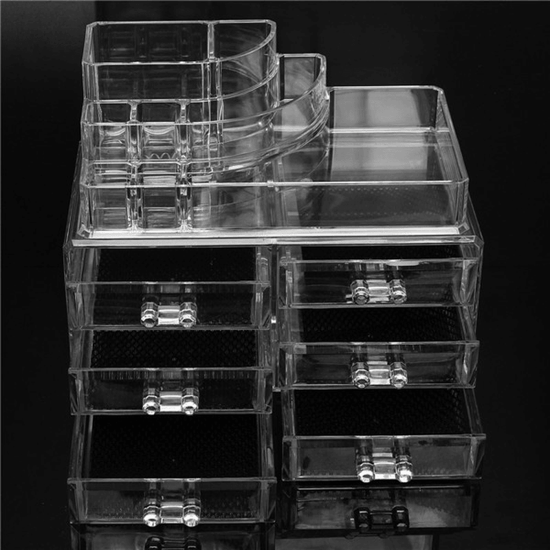 6 Drawer Clear Acrylic Make up Organizer Drawers Cosmetic Display Holder Case Storage 2 Layer