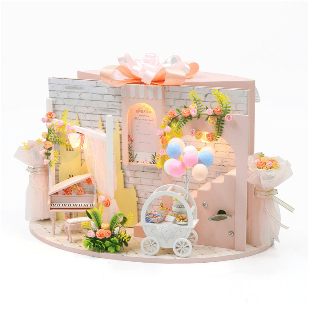 Homeda DIY Doll House Creative Valentine'S Day Birthday Gift Wedding Engagement Scene Bridal Shop Model with Furniture