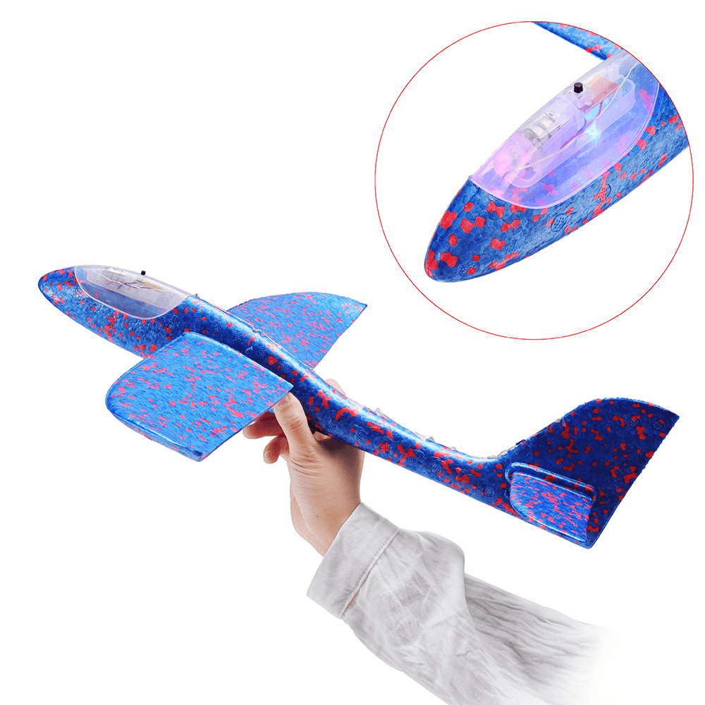 48Cm 19'' Hand Launch Throwing Aircraft Airplane DIY Inertial EPP Plane Toy with LED Light