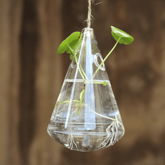 Hanging Water Drop Shaped Glass Hydroponics Flower Vase Home Garden Wedding Party Decoration