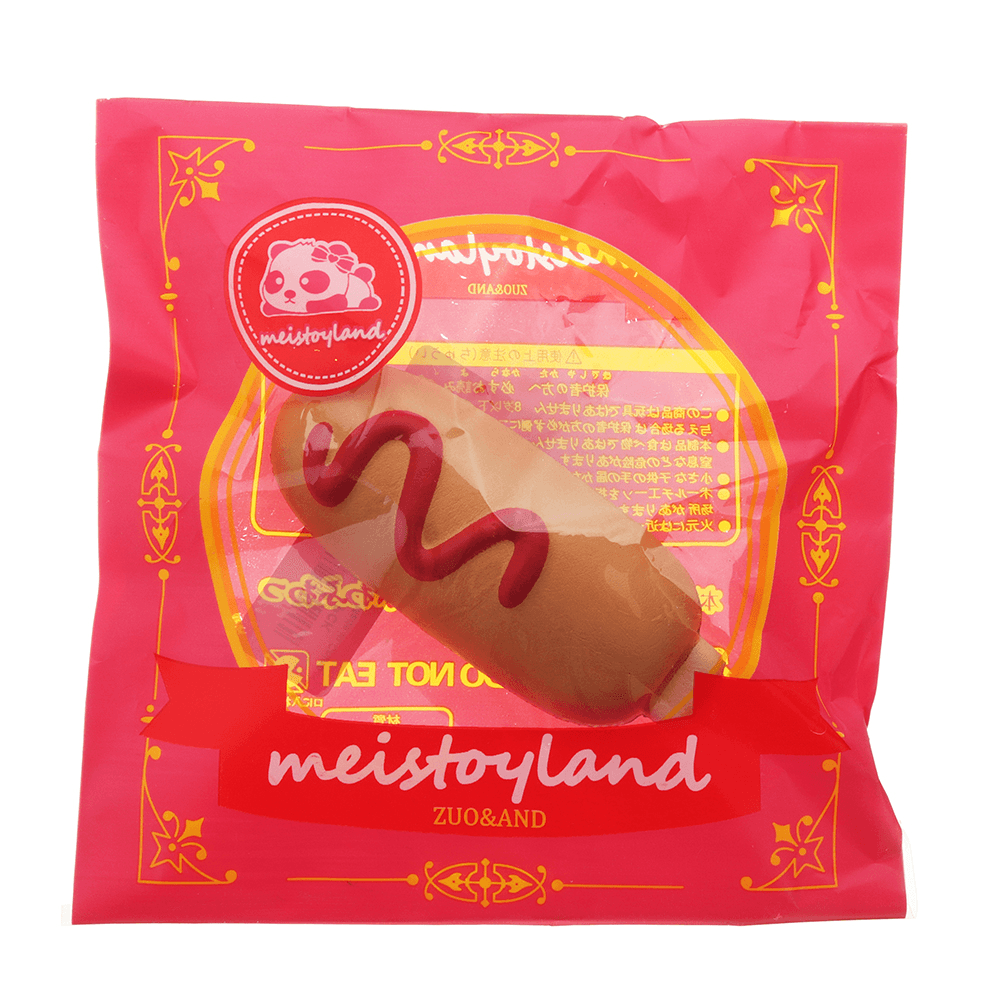 Meistoyland Squishy Hot Dog Soft Slow Rising Bun Kawaii Cartoon Toy Gift Collection