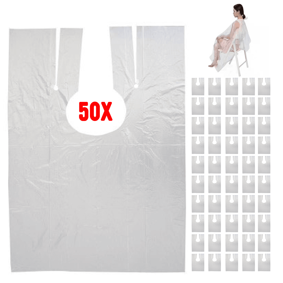 50Pcs Disposable Salon Barber Gown Cloth Hair Cutting Cloak Hairdressing Cape