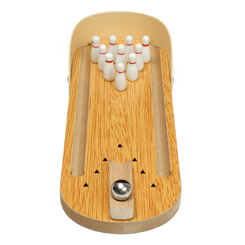 Mini Indoor Desktop Game Wooden Bowling Table Play Games Party Fun Kids Toys Board Games