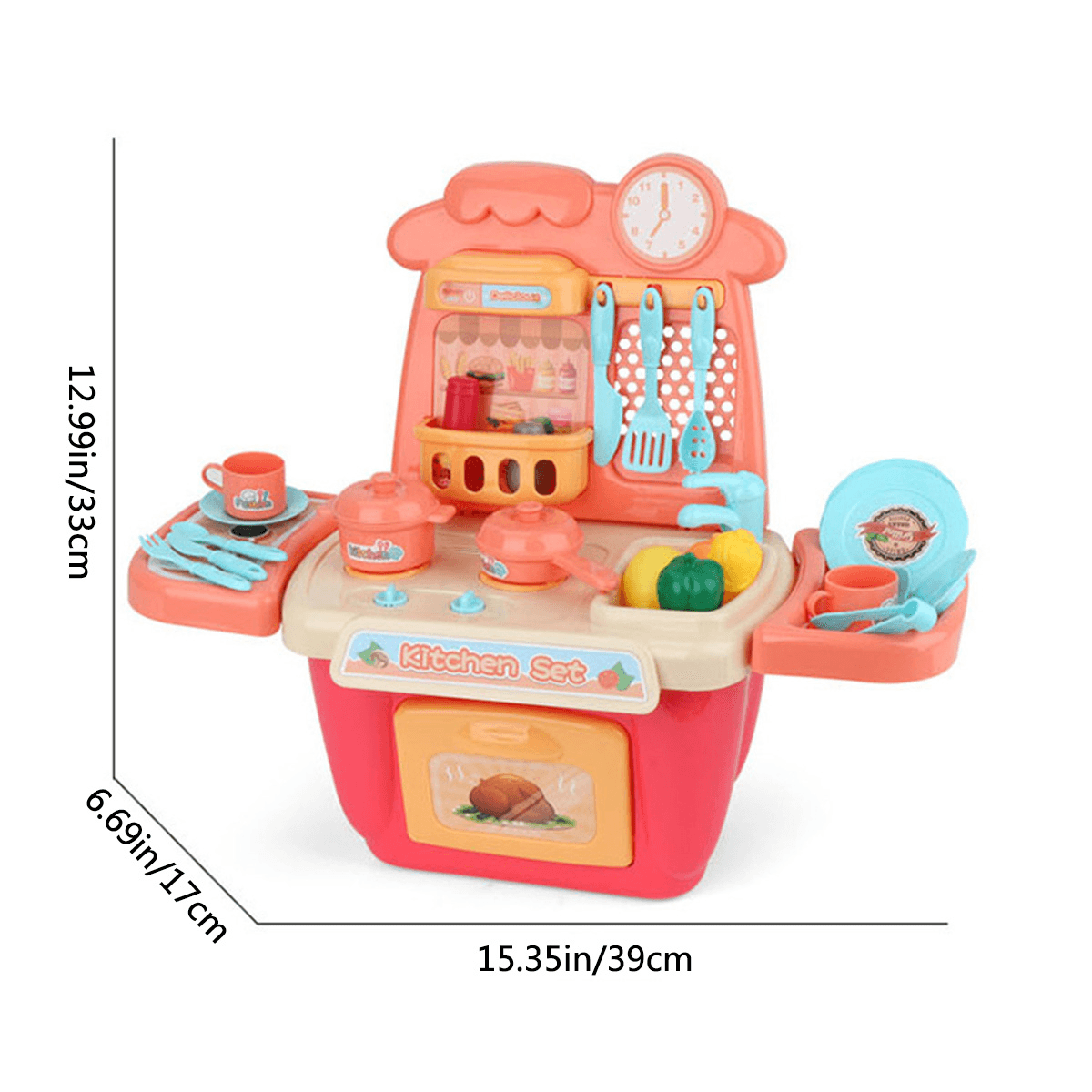 22/26 Pcs Simulation Mini Kitchen Cooking Play Fun Educational Toy Set with Realistic Lighting and Sound Effects for Kids Gift