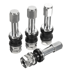 4Pcs Bolt in Aluminum Car Wheel Tire Tubeless Valves Stem with Dust Caps Silver